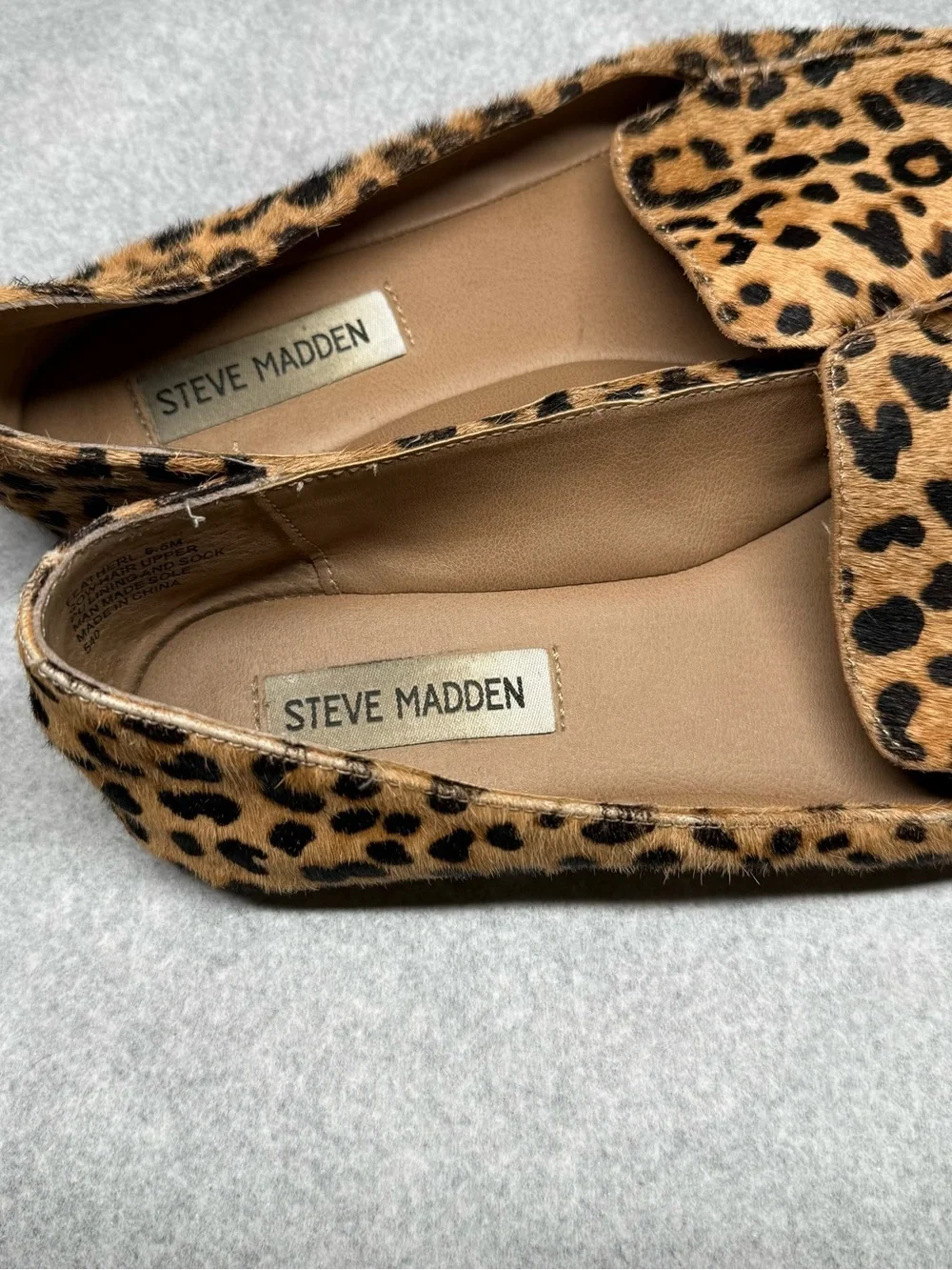 Steve Madden Leopard Print Pointed Flats - Tan & Black